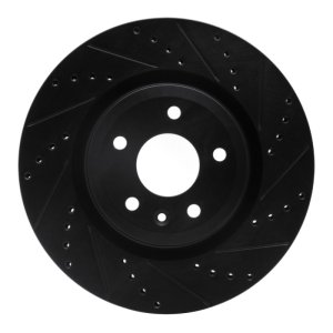 Ford Explorer Brake Rotor (1) - Front Right - R1 Concepts - Drilled & Slotted - Black - `11-`19